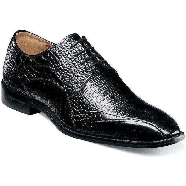 25576 - 001 Stacy Adams Turano Bike Toe Oxford Croc Print Shoes Black - J.Valintin Men's Wear Legend - 25576 - 001 black - 8.5