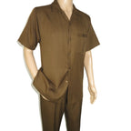 Men 2pc Walking Leisure Suit Short Sleeves By DREAMS 256-22 Solid Caramel