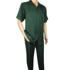 Men 2pc Walking Leisure Suit Short Sleeves By DREAMS 256-24 Hunter Green