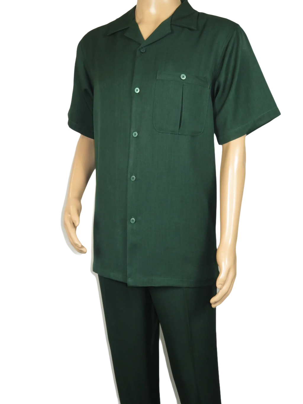 Men 2pc Walking Leisure Suit Short Sleeves By DREAMS 256-24 Hunter Green
