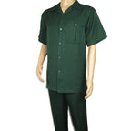 Men 2pc Walking Leisure Suit Short Sleeves By DREAMS 256-24 Hunter Green