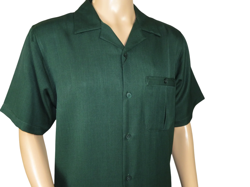 Men 2pc Walking Leisure Suit Short Sleeves By DREAMS 256-24 Hunter Green