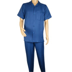 Men 2pc Walking Leisure Suit Short Sleeves By DREAMS 256-41 Sailor Blue