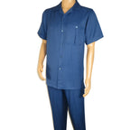 Men 2pc Walking Leisure Suit Short Sleeves By DREAMS 256-41 Sailor Blue