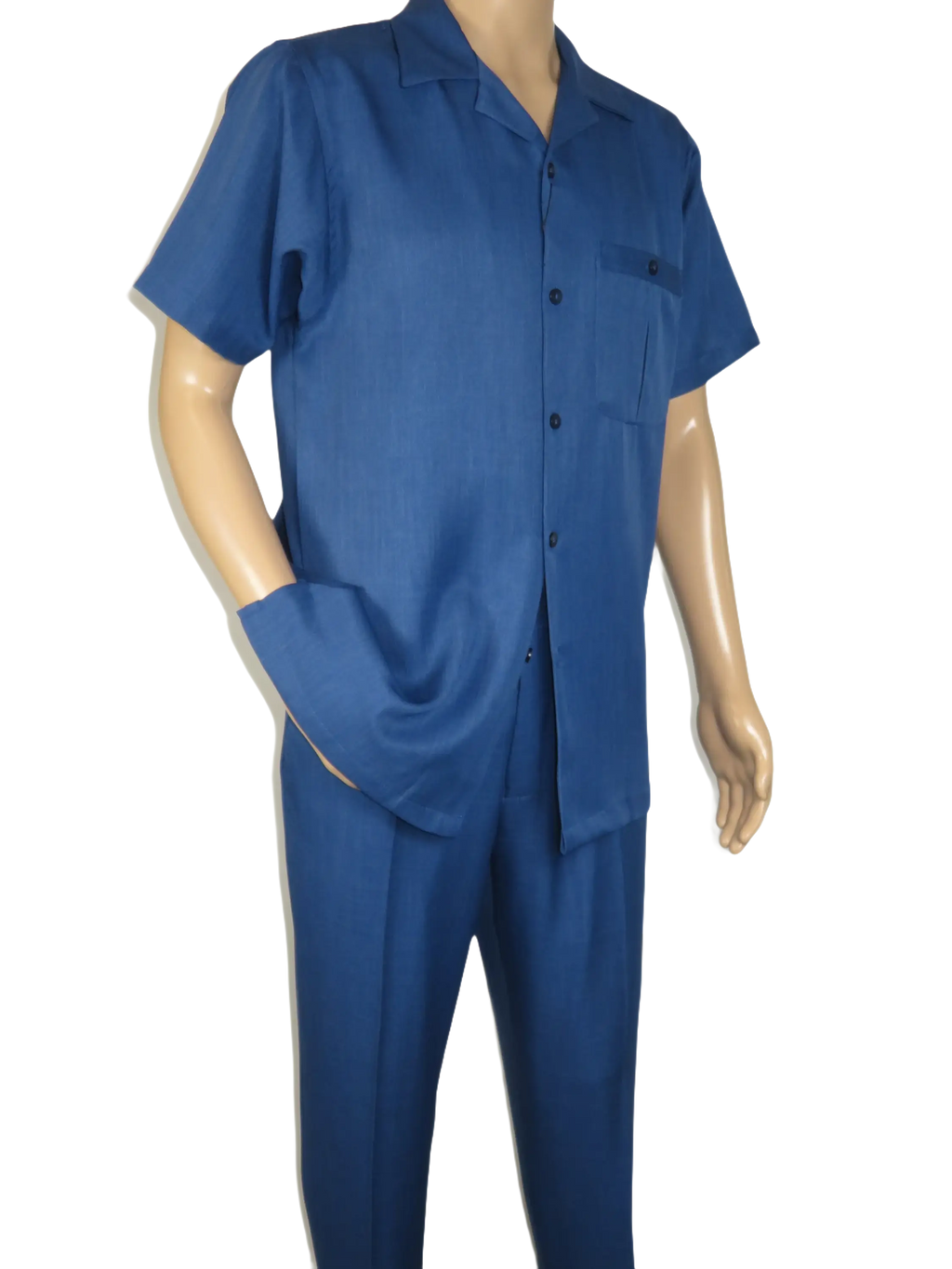 Men 2pc Walking Leisure Suit Short Sleeves By DREAMS 256-41 Sailor Blue