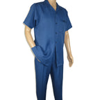 Men 2pc Walking Leisure Suit Short Sleeves By DREAMS 256-41 Sailor Blue