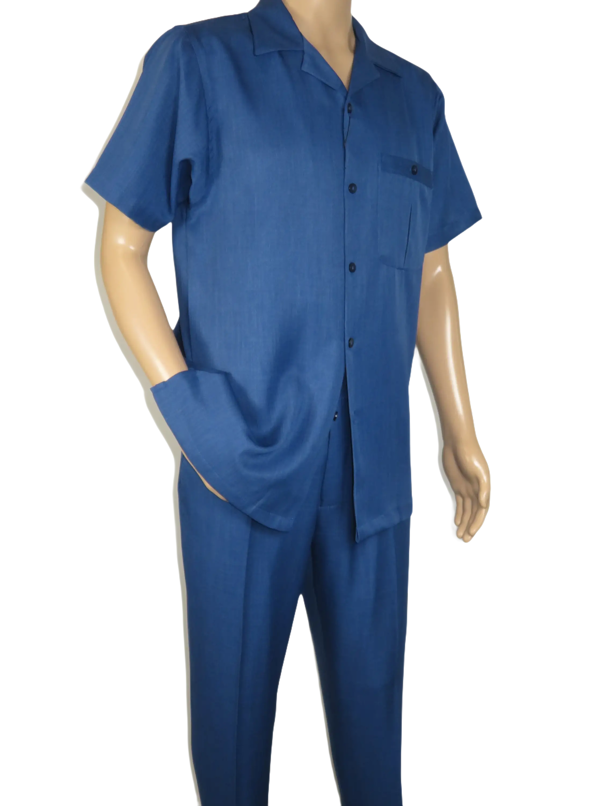 Men 2pc Walking Leisure Suit Short Sleeves By DREAMS 256-41 Sailor Blue