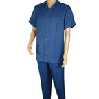 Men 2pc Walking Leisure Suit Short Sleeves By DREAMS 256-41 Sailor Blue