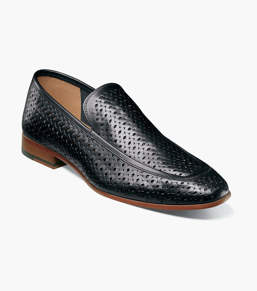 Stacy Adams Winden Moc Toe Perf Slip On Shoes oversized Black 25645-001