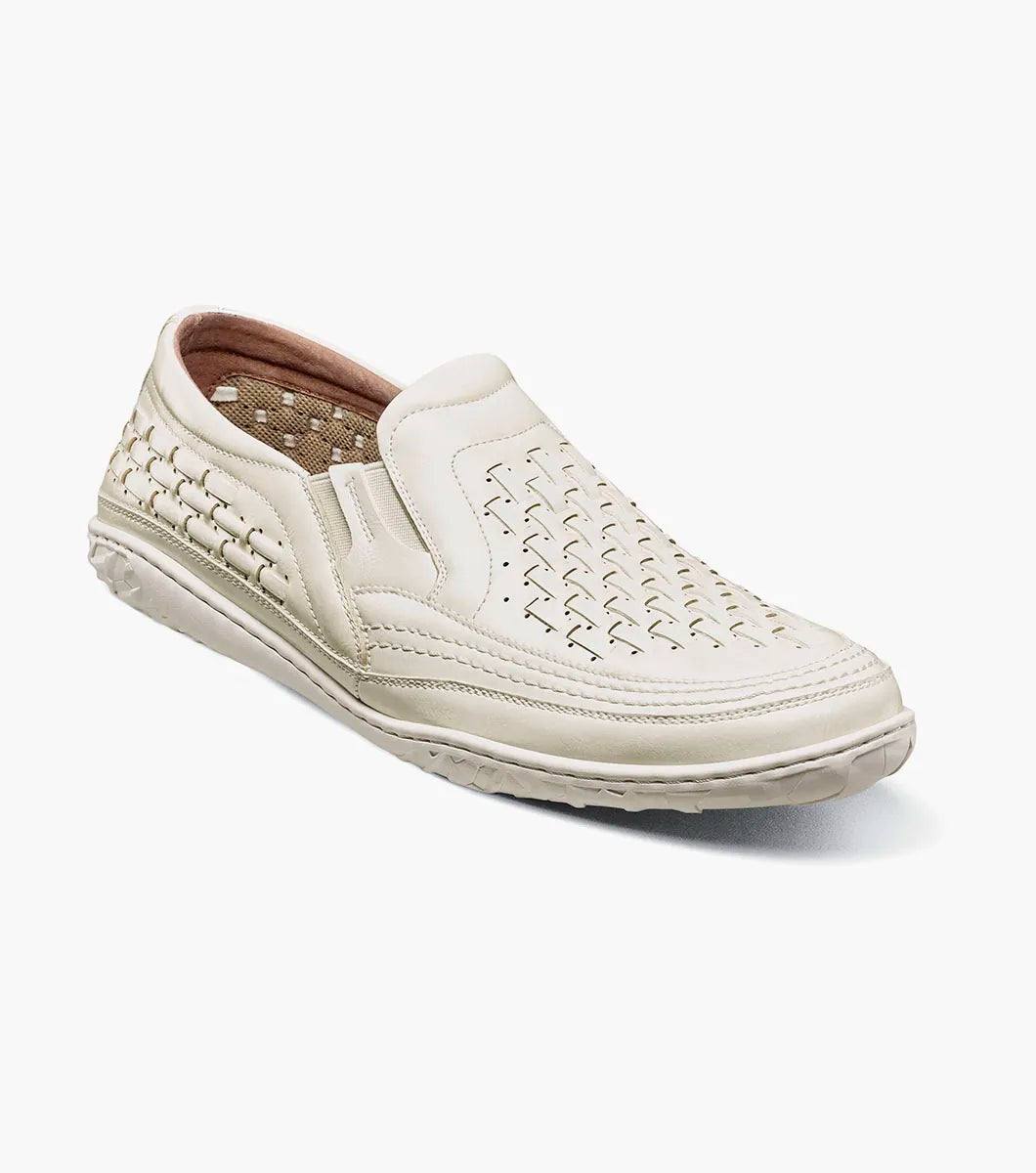 Stacy Adams Ithaca Moc Toe Slip On Shoes White 25656-100