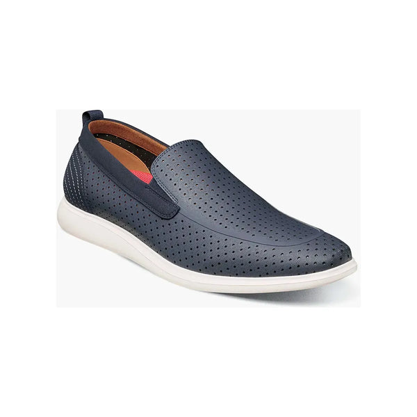 Men's Shoes Stacy Adams Remy Moc Toe Perf Slip On Leather Navy 25658-410