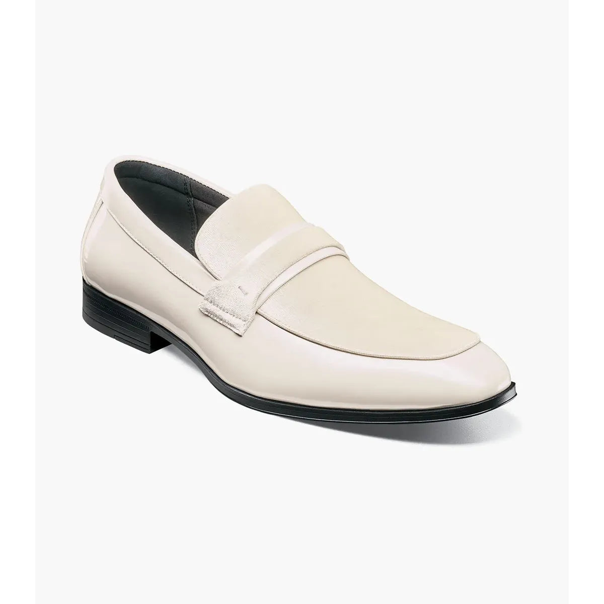 Stacy Adams Spratley Moc Toe Saddle Slip On Dress Shoes Ivory 25686-101
