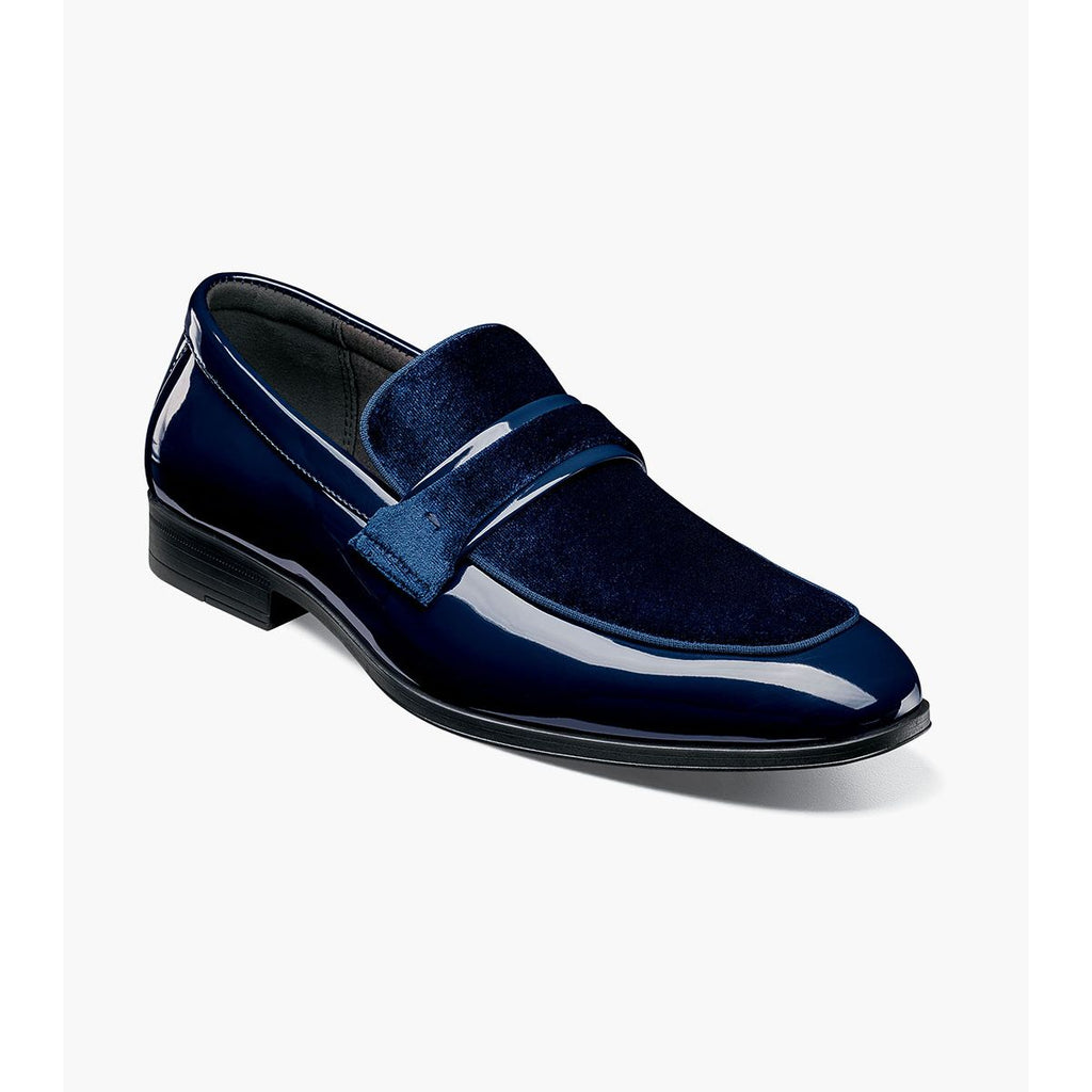 Stacy Adams Spratley Moc Toe Saddle Slip On Dress Shoes Navy 25686-410