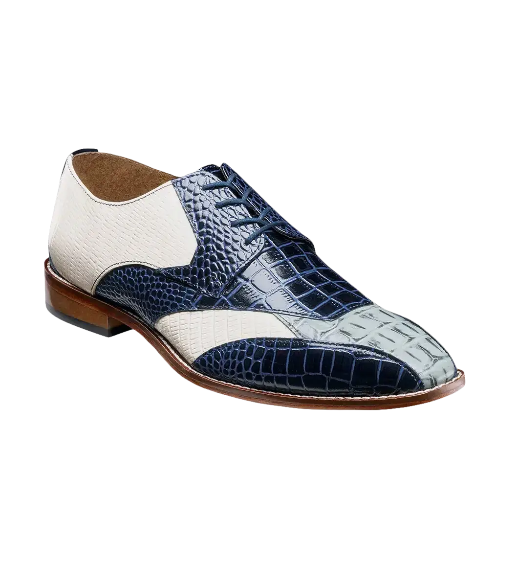 Stacy Adams Tristano Modified Bike Toe Oxford Shoes Dark Blue Multi 25694-469
