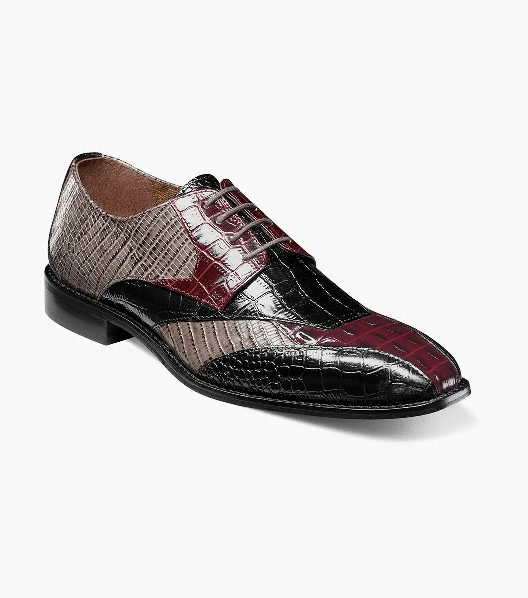 Stacy Adams Tristano Modified Bike Toe Oxford Shoes Burgundy Multi 25694-641