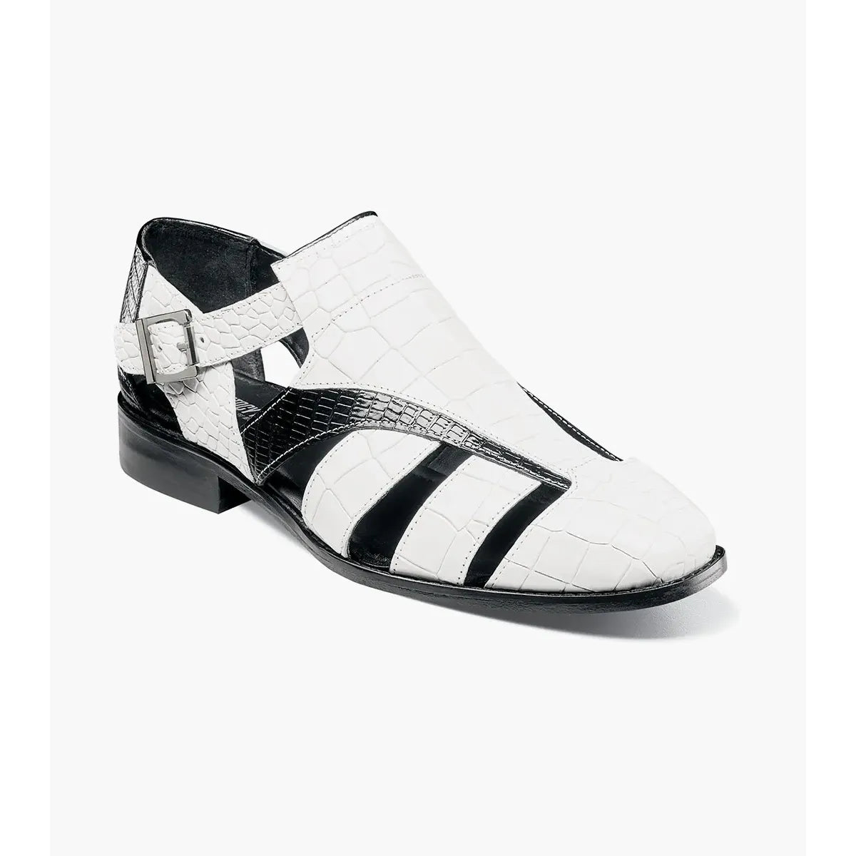 Stacy Adams Calandro City Summer Sandal Black And White 25695-111