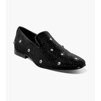 Stacy Adams Spangle Rhinestone Slip On Shoes Black and Silver 25699-042