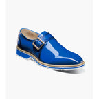 Stacy Adams Bartram Plain Toe Monk Strap Patent Shoes Blue 25724-400