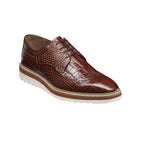 25725-221 Cognac Stacy Adams Alario Wingtip Croco Embossed Leather Shoes