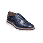 25725-400 Navy Stacy Adams Alario Wingtip Croco Embossed Leather Shoes