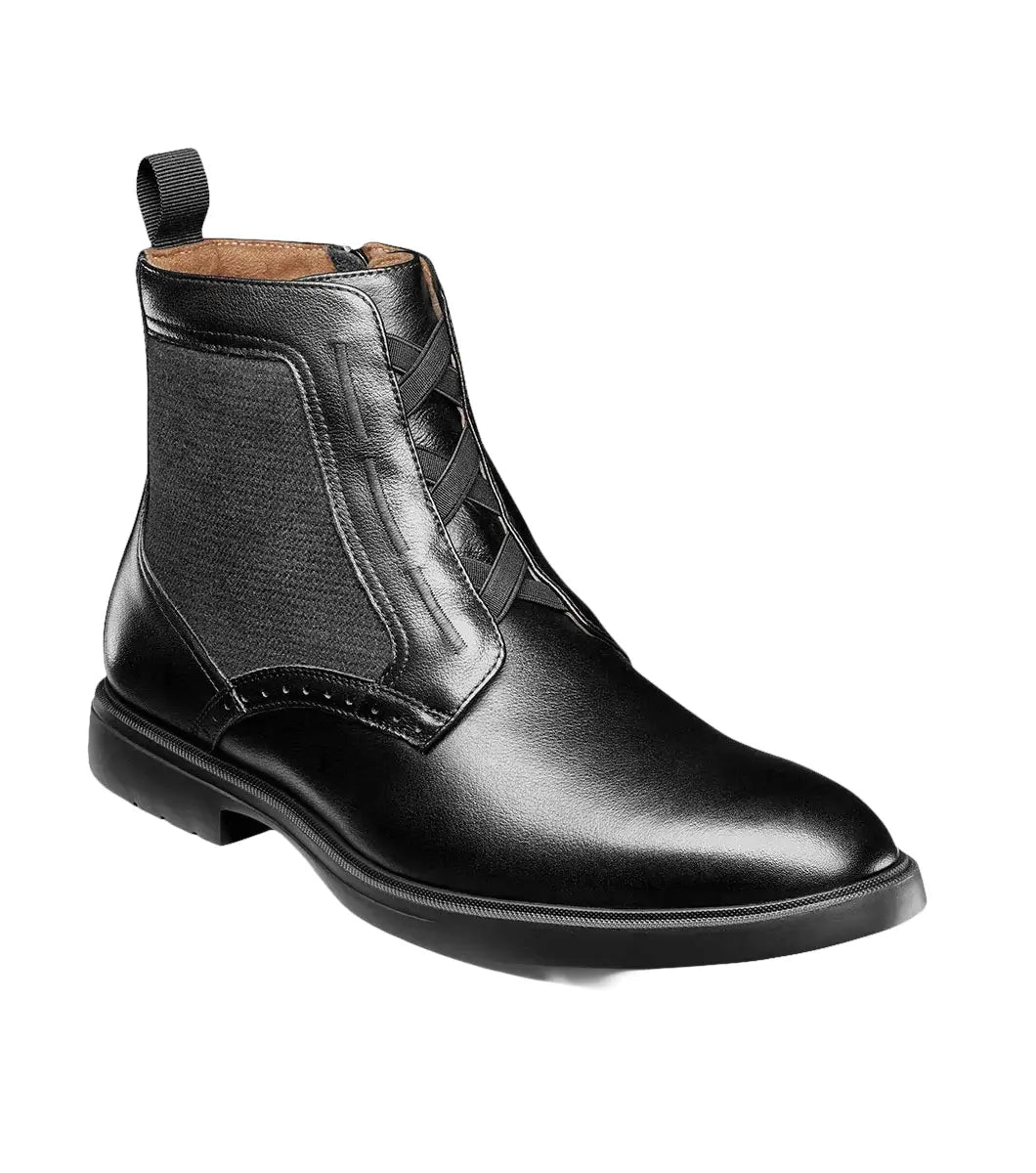 Stacy Adams Thompson Plain Toe Elastic Lace Boot Black 25730-001