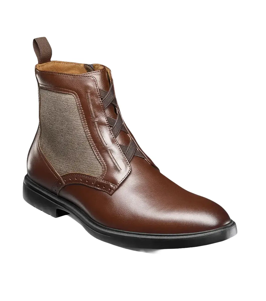 Stacy Adams Thompson Plain Toe Elastic Lace Boot Brown 25730-200