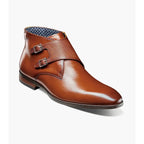 Stacy Adams Kaius Plain Toe Double Monk Strap Boot Cognac 25733-221