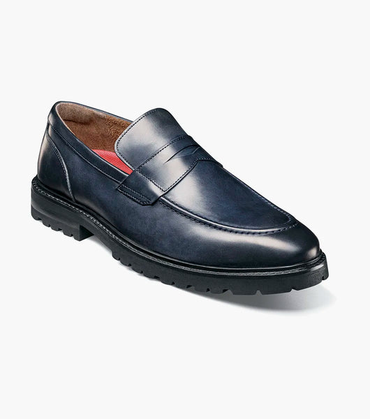 Stacy Adams Hayes Moc Toe Penny Slip On Shoes Leather Navy 25735-410