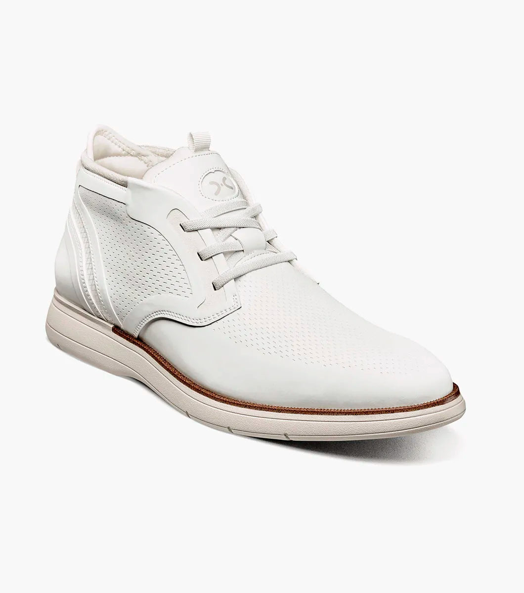 Stacy Adams Eastmont Plain Toe Elastic Lace Chukka Boot White 25748-100