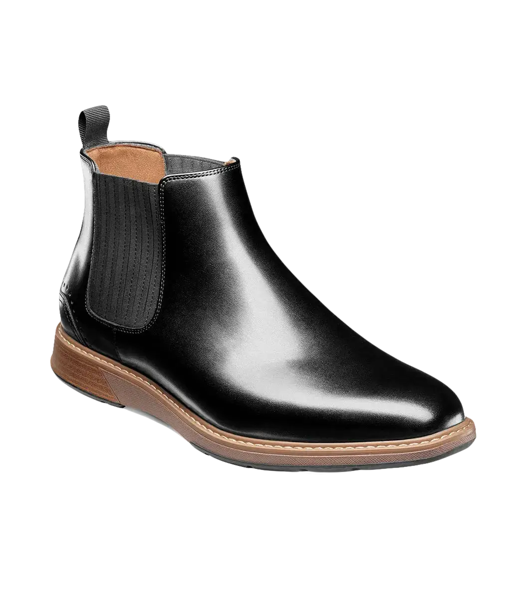 Stacy Adams Platt Plain Toe Chelsea Boot Light Weight Black 25755-001