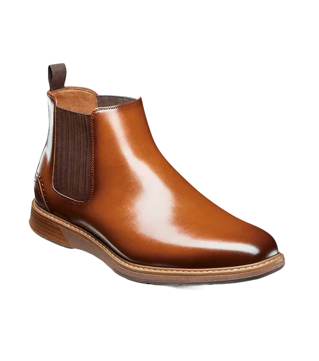 Stacy Adams Platt Plain Toe Chelsea Boot Light Weight Cognac 25755-221