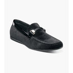 Stacy Adams Sheridan Moc Toe Bit Slip On Shoes velour textile Black 25761-001