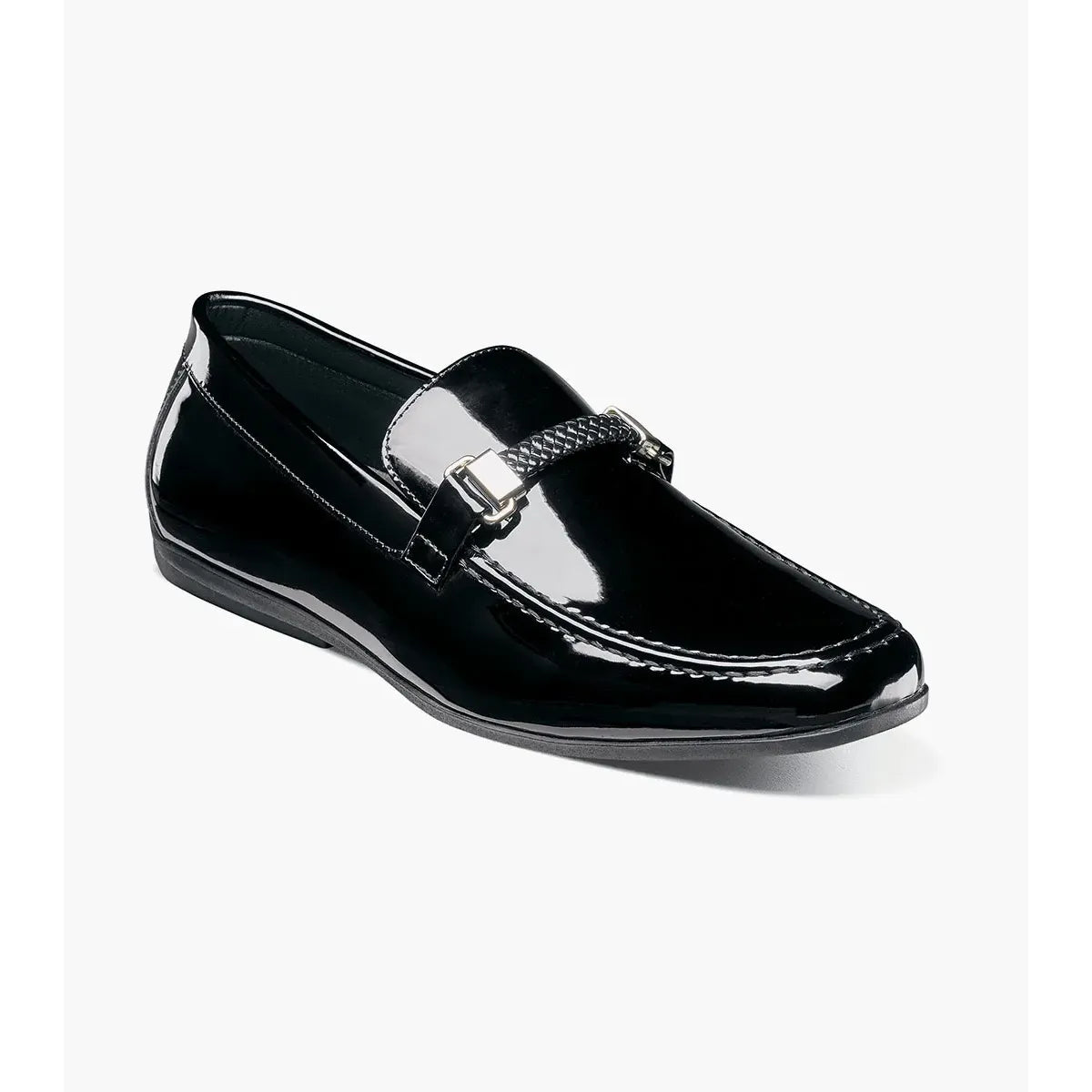 Stacy Adams Sheridan Moc Toe Bit Slip On Shoes Black Patent 25761-004