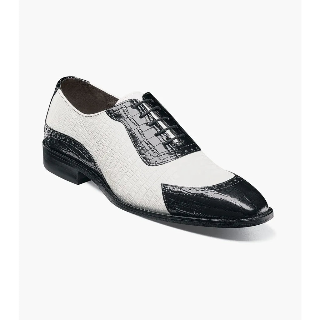 Stacy Adams Tarango Modified Cap Toe Oxford Shoes Black White 25770-111