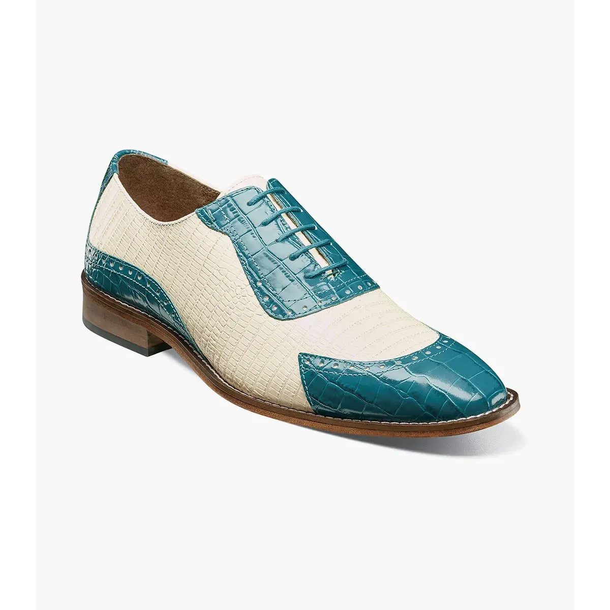 Stacy Adams Tarango Modified Cap Toe Oxford Shoes Navy Teal 25770-448
