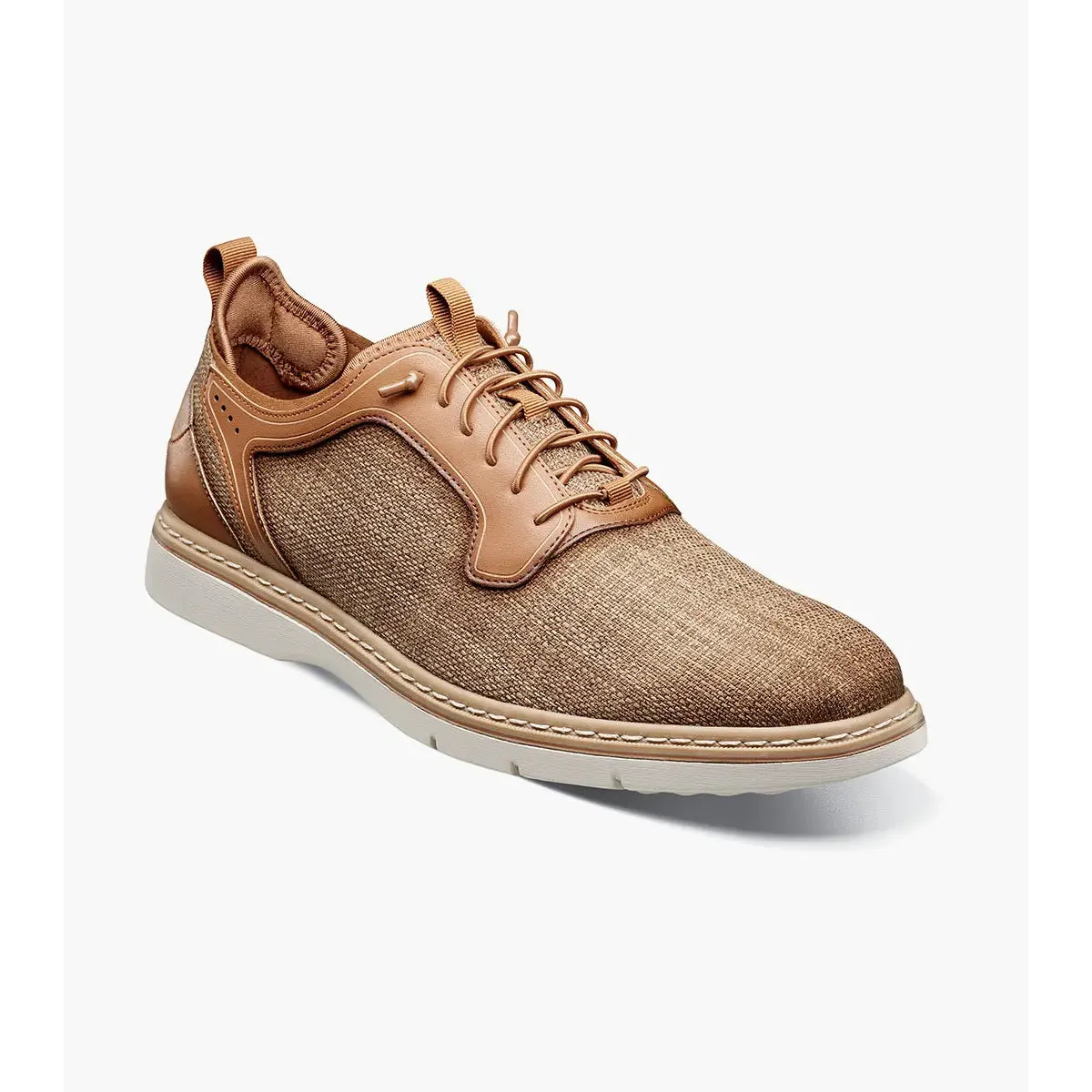 Stacy Adams Sebert Plain Toe Elastic Lace Up Walking Shoes Tan 25771-240