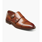Stacy Adams Boswell Cap Toe Double Monk Strap Shoes Brandy 25779-226