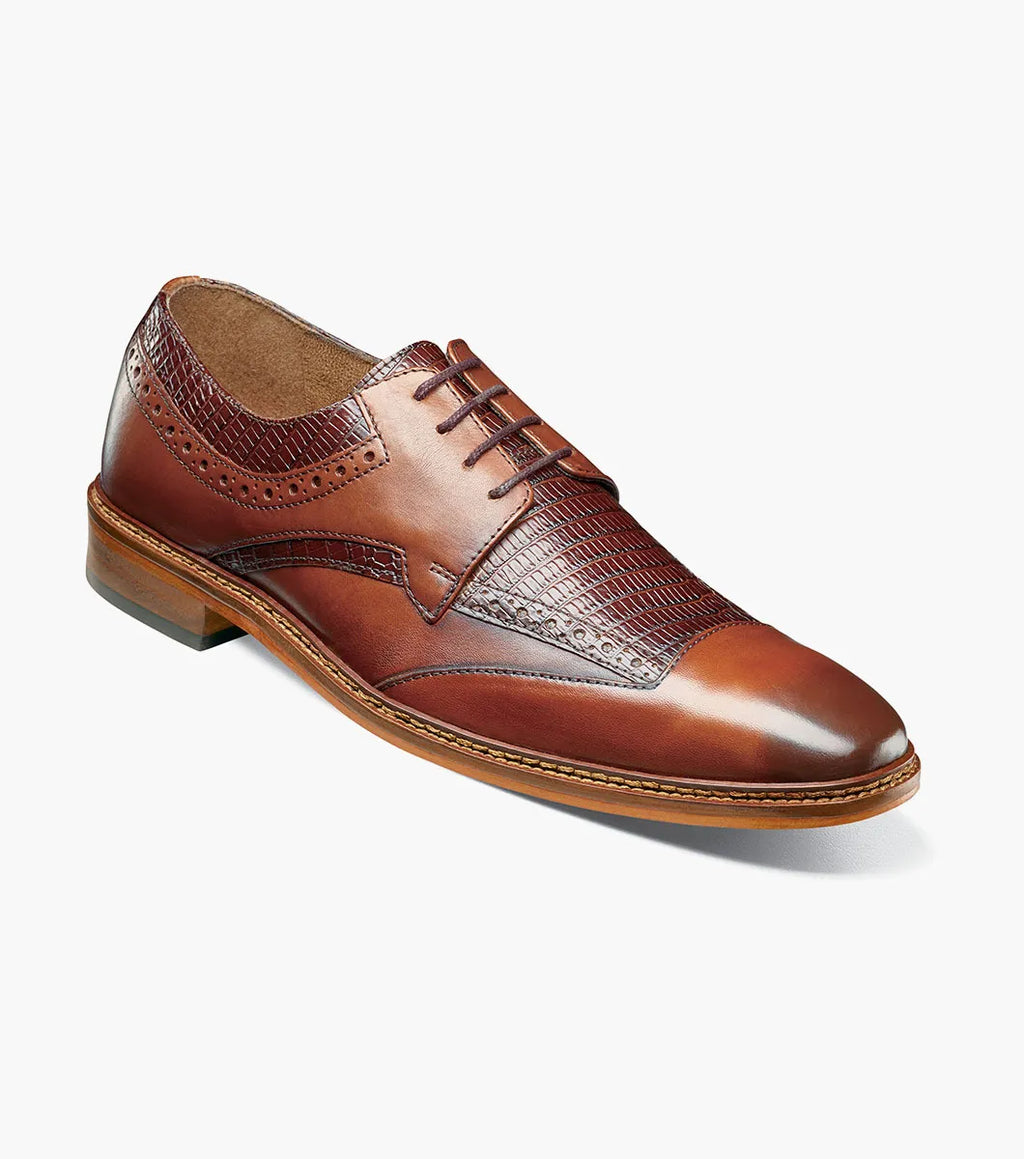 Stacy Adams Gambetta Modified Cap Toe Oxford Leather Shoes Cognac  25780-221