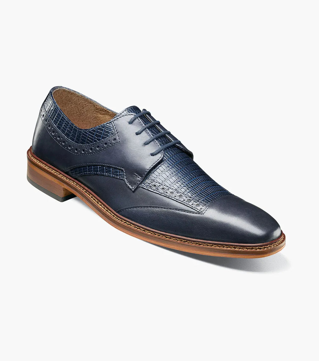 Stacy Adams Gambetta Modified Cap Toe Oxford Leather Shoes Navy 25780-410