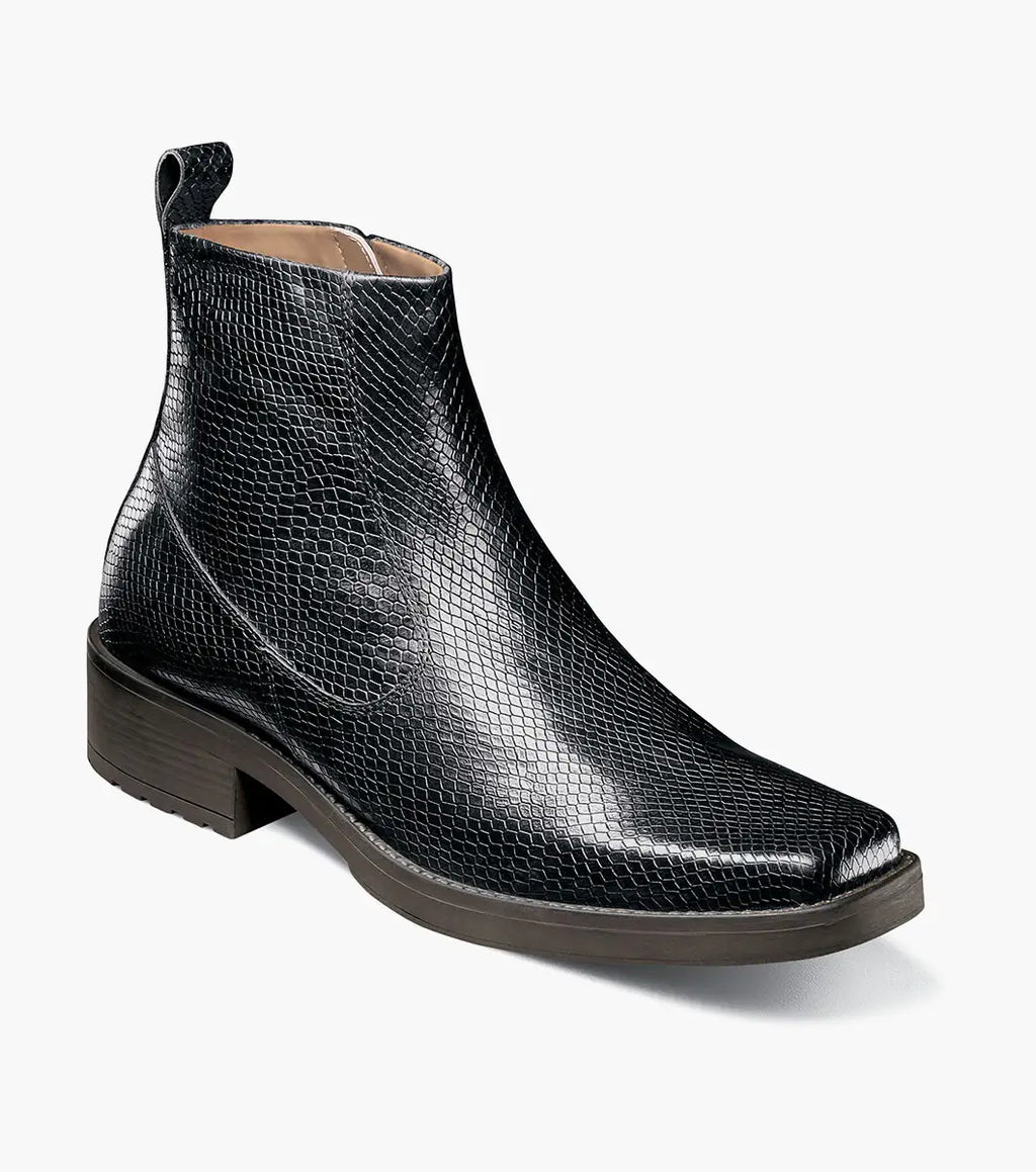Stacy Adams Shea Plain Toe Side Zip Boot Snakeskin 25786-200 Brown