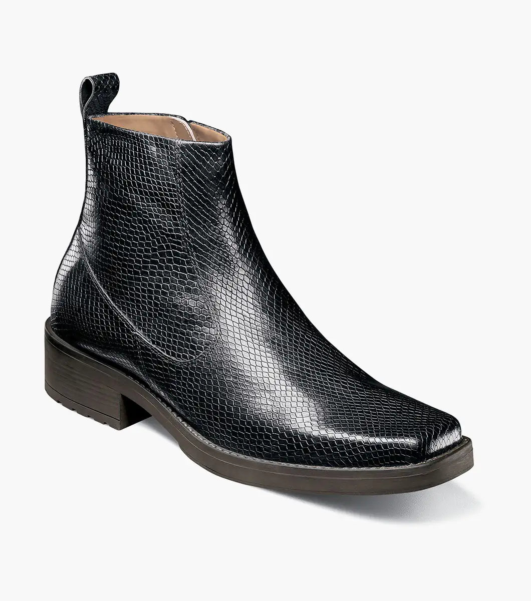 Stacy Adams Shea Plain Toe Side Zip Boot Snakeskin 25786-200 Brown