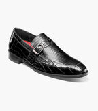 Stacy Adams Rubiano Moc Toe Buckle Strap Slip On Dark Black 25787-001