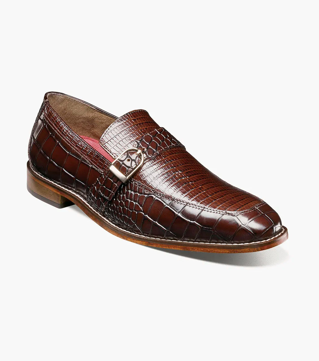 Stacy Adams Rubiano Moc Toe Buckle Strap Slip On Dark Brown 25787-200