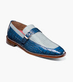 Stacy Adams Rubiano Moc Toe Buckle Strap Slip On Dark Blue Multi 25787-469