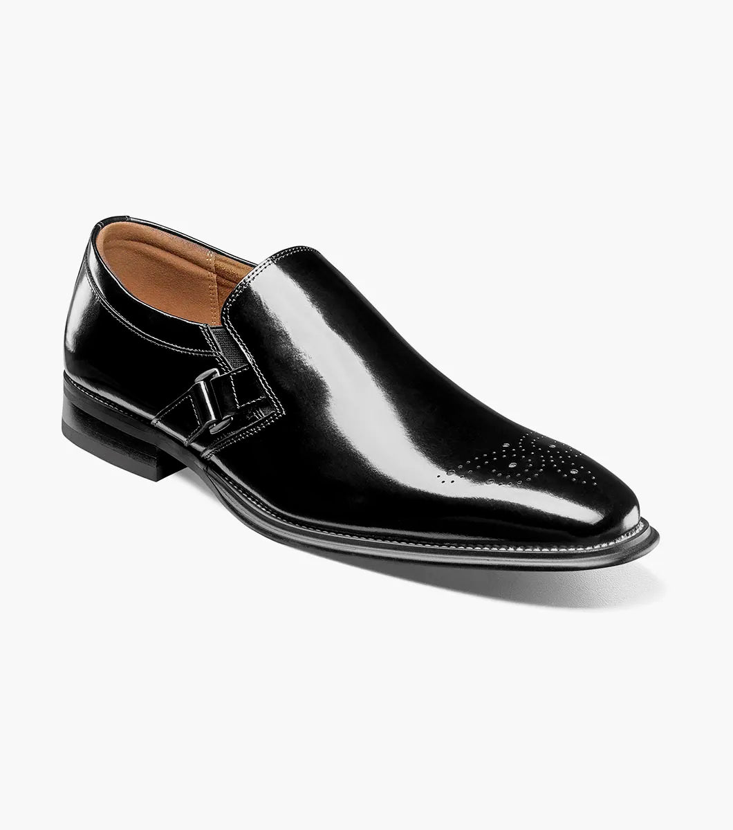 Stacy Adams Alistair Plain Toe Ornament Slip On Black 25792-001