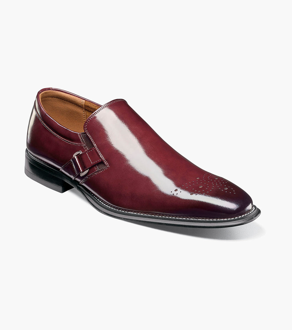 Stacy Adams Alistair Plain Toe Ornament Slip On Burgundy 25792-601