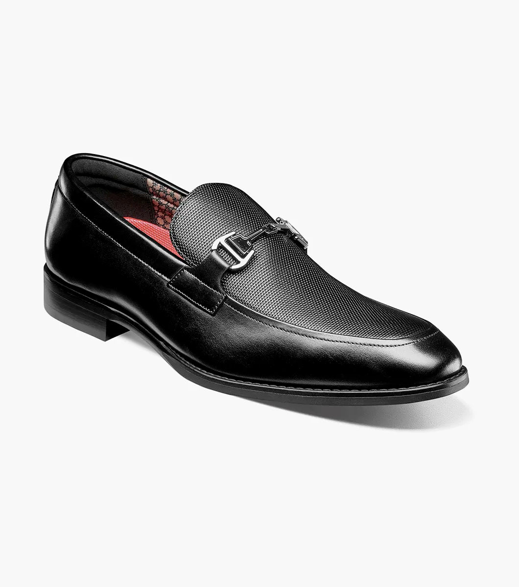 Stacy Adams Lawton Moc Toe Bit Slip-On Dress Shoes Black 25796-001