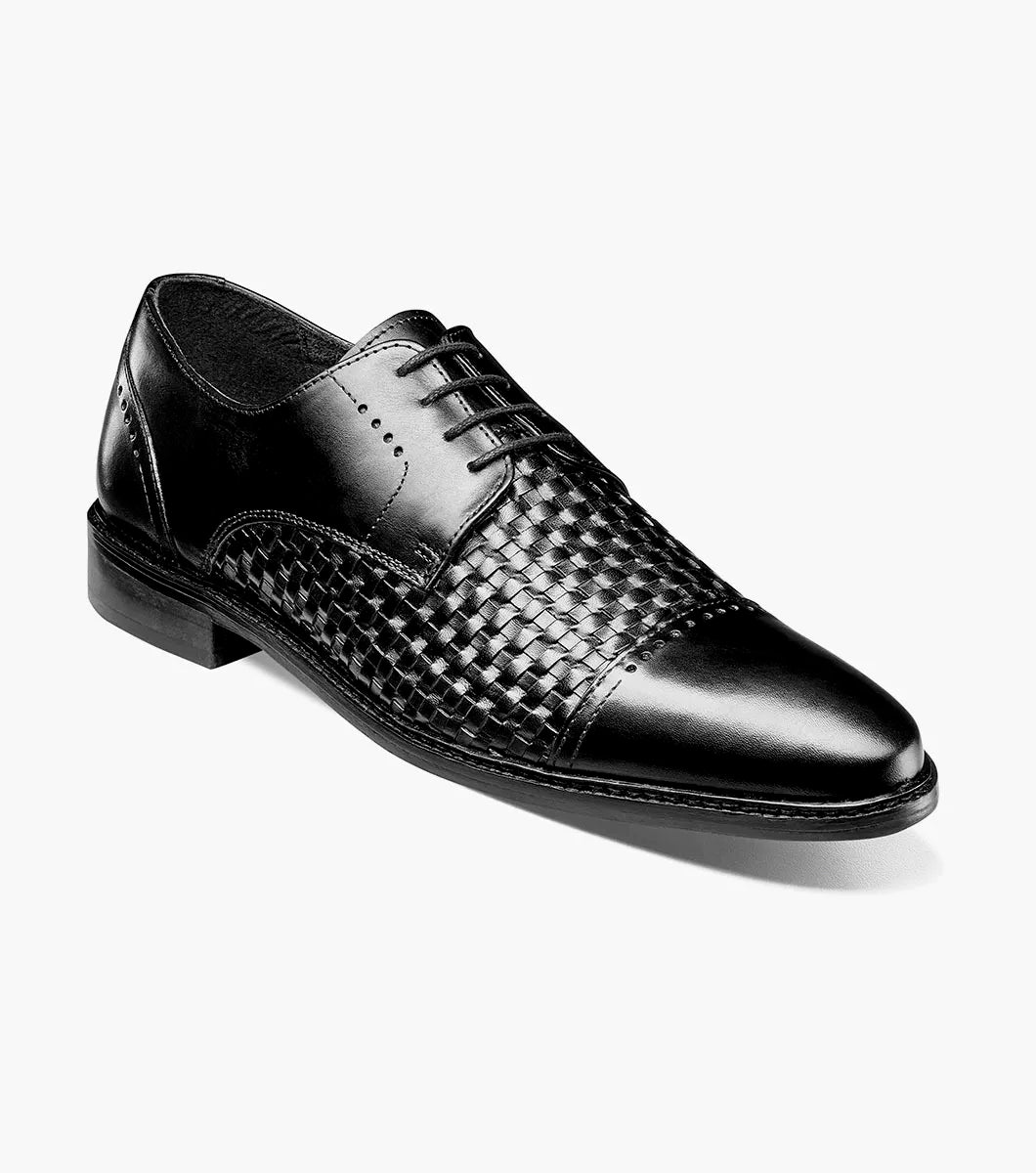 Stacy Adams Franchetti Cap Toe Oxford Leather Shoes 25812-001 Black