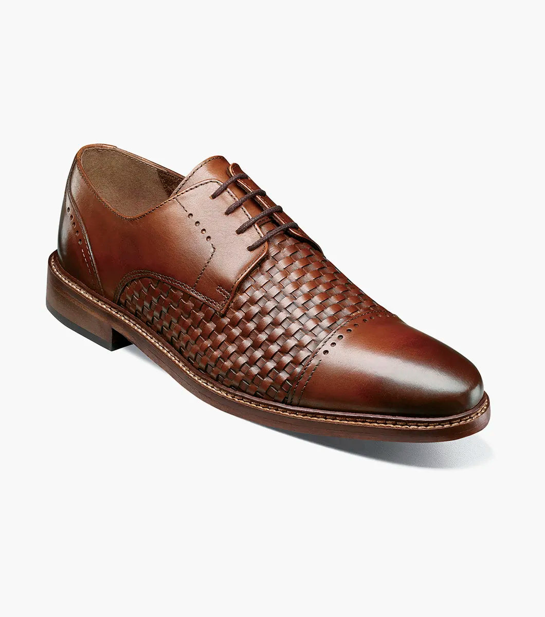 Stacy Adams Franchetti Cap Toe Oxford Leather Shoes 25812-221 Cognac