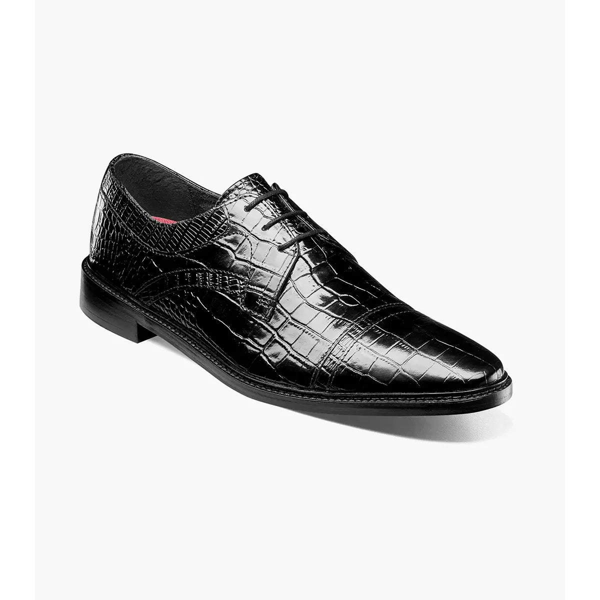 Stacy Adams Fiorentino Cap Toe Oxford Print Leather 25814-001 Black